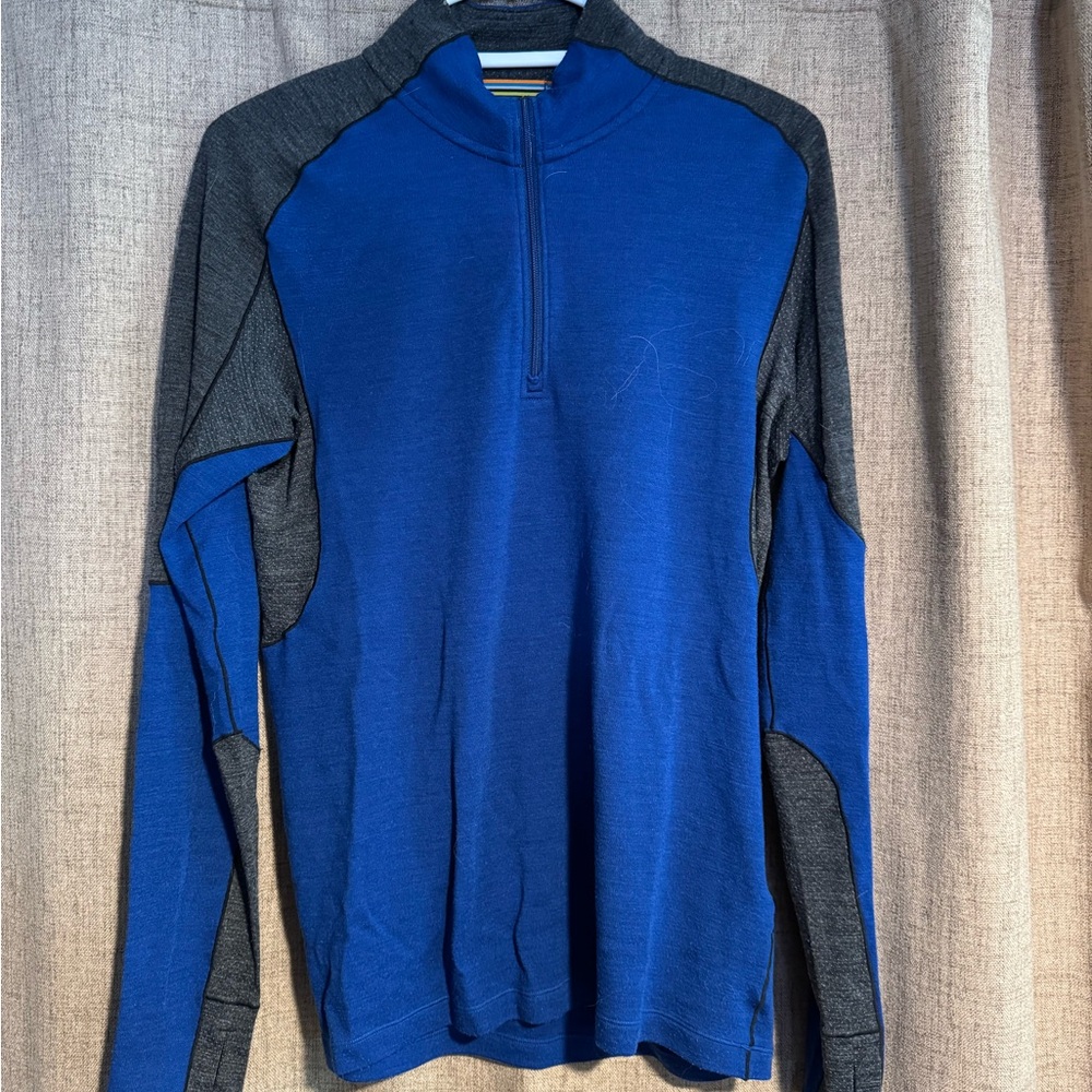 Smartwool Blue and Gray Zip Up Sweater